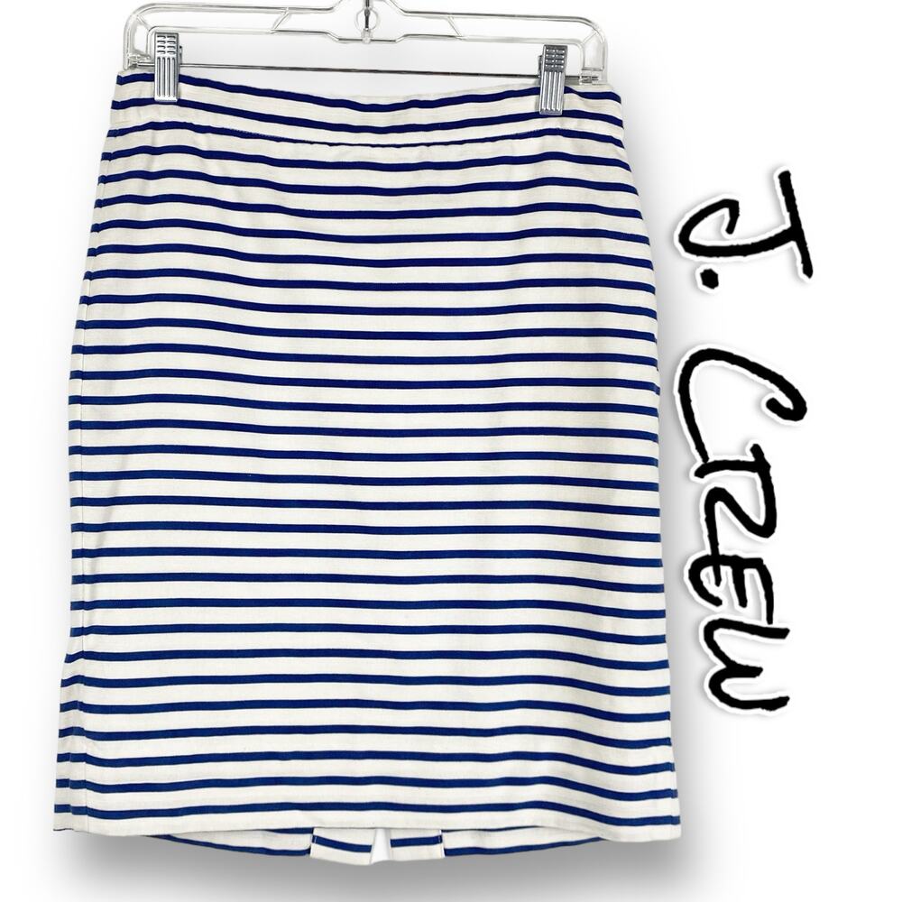J Crew The Pencil Skirt Blue Stripe Skirt Nautical Women’s Size 4